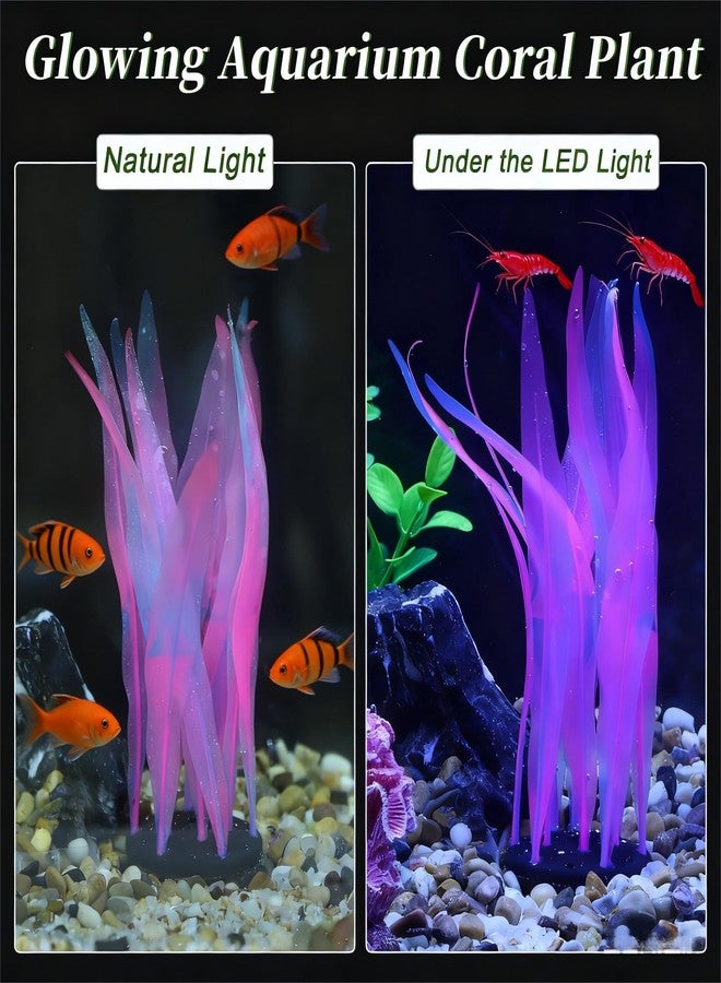 Civore Aquarium Decor,2Pcs Pink Glowing Kelp Plant, Soft Silicone Fluorescence Coral Decor, Safe Glowing Fish Tank Ornaments for Freshwater/Saltwater - Image 4